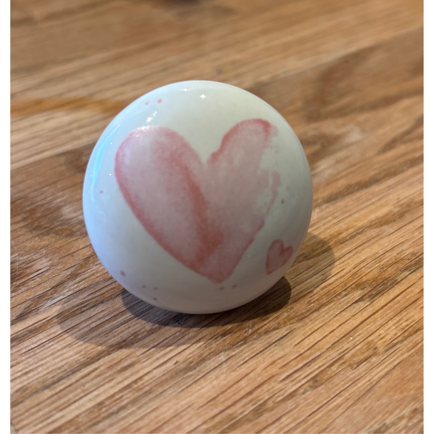 Hjerte møbelknopper i hvid keramik (4 cm)