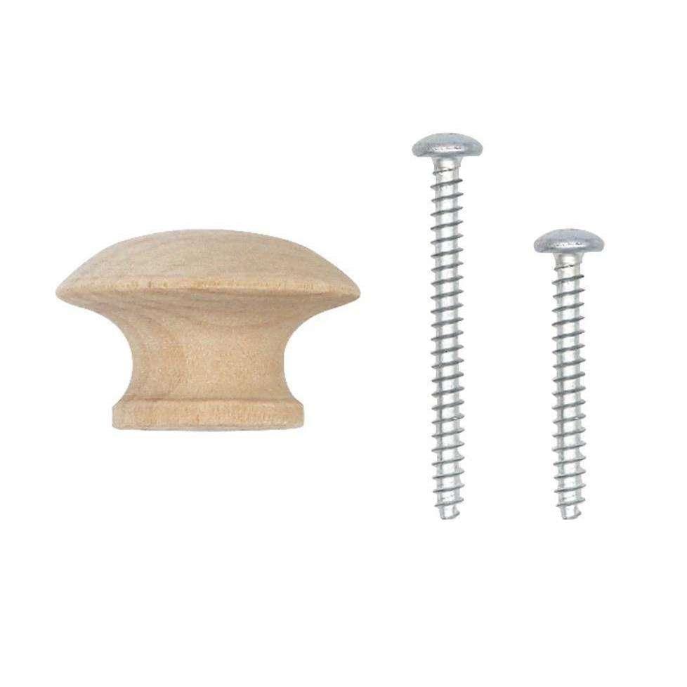 By Grebet.dk Træ greb Møbelknopper i lyst træ (Diameter: 38 mm)