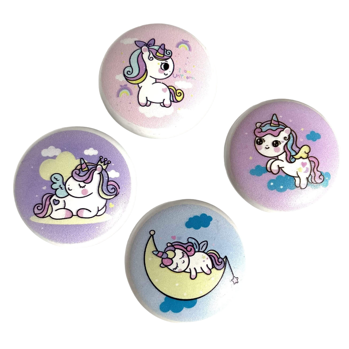 Keramik greb til børneværelset med søde enhjørninger (Ø: 38 mm)