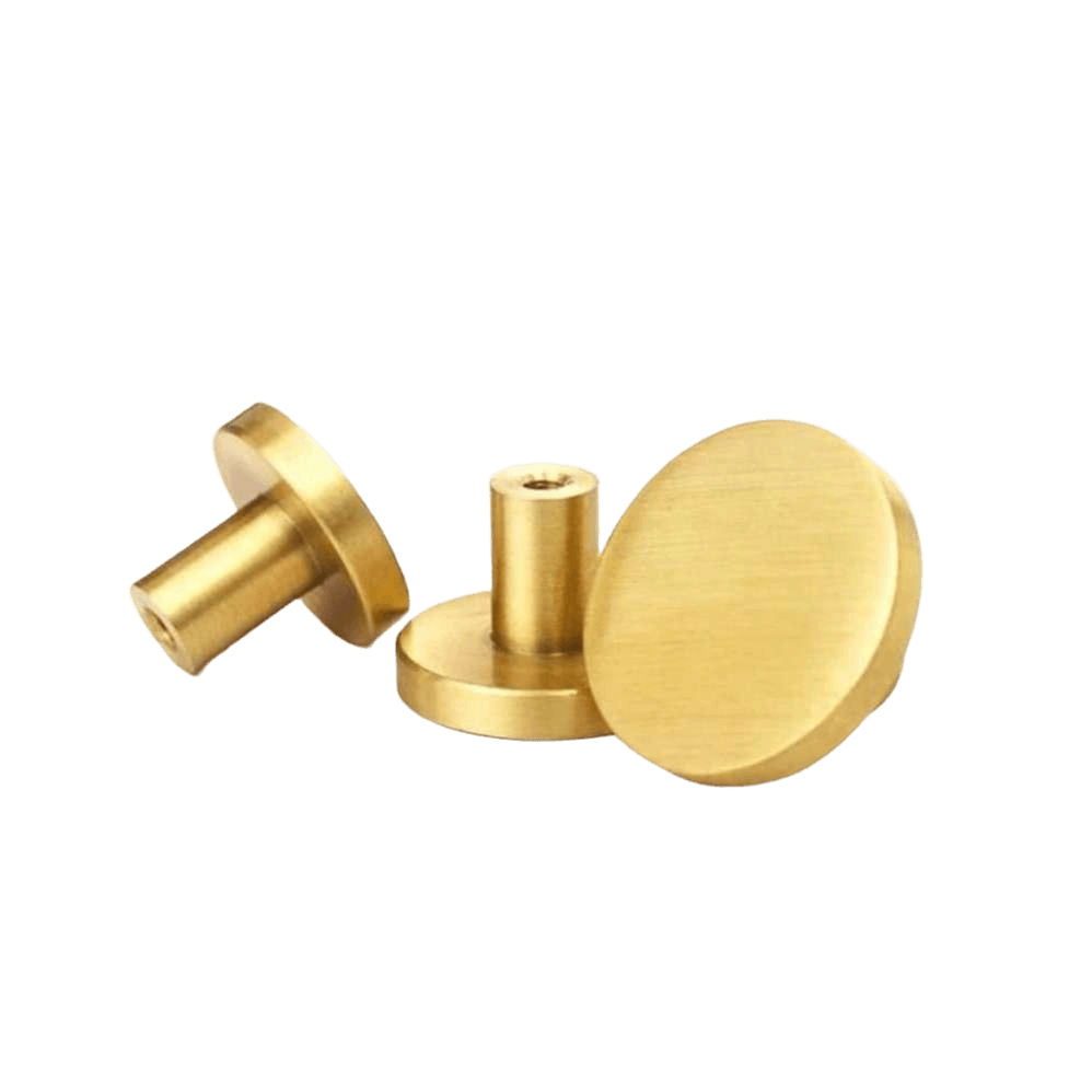 Rund møbelknop i børstet messing (Ø: 25mm - 28mm - 33mm - 44 mm)