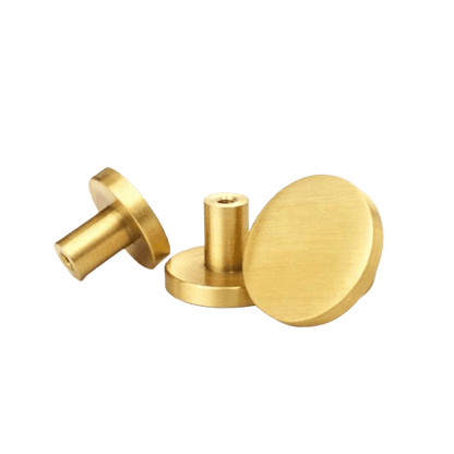 Rund møbelknop i børstet messing (Ø: 25mm - 28mm - 33mm - 44 mm)