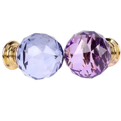 Møbelknop i blå eller lilla glas (Ø: 30 mm)