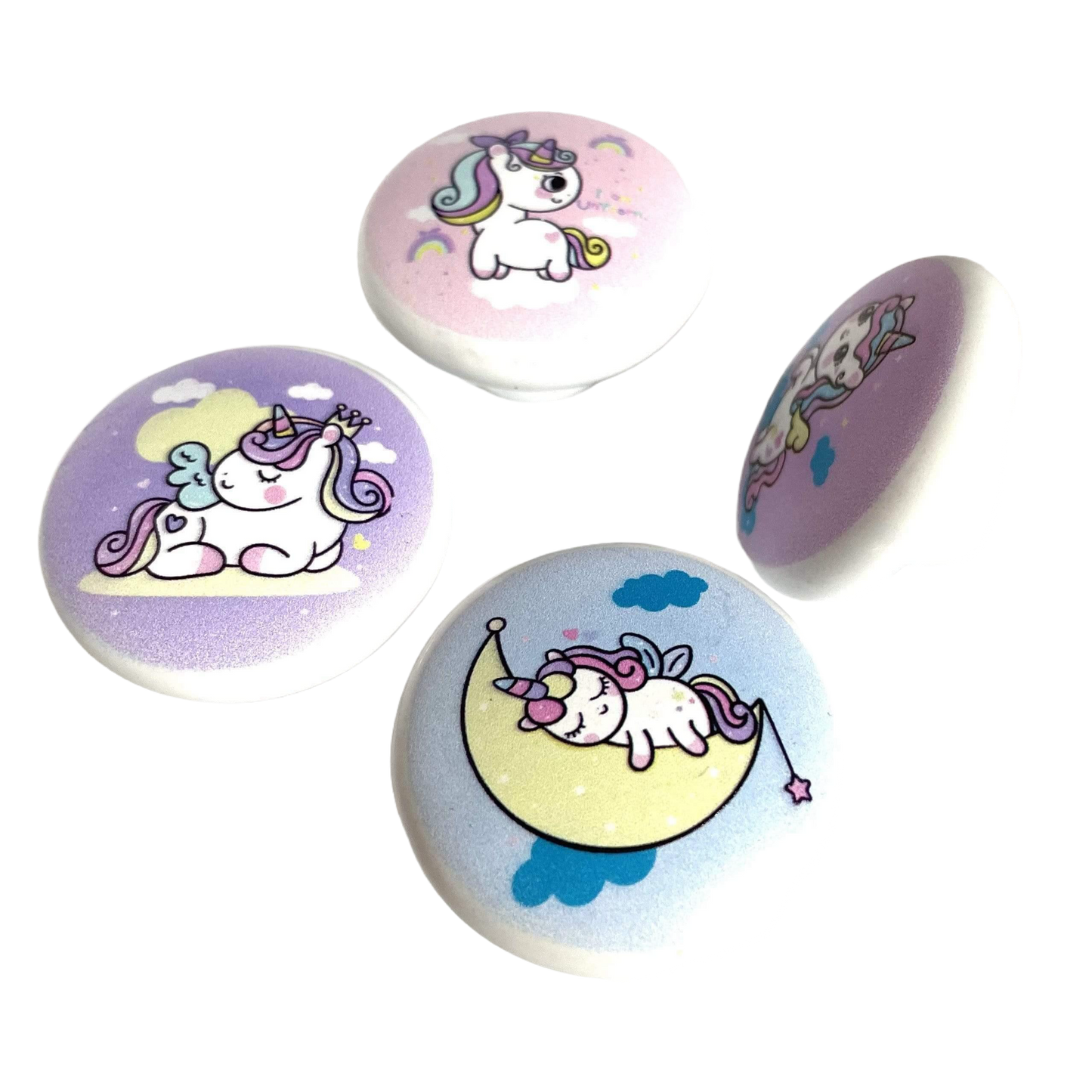 Keramik greb til børneværelset med søde enhjørninger (Ø: 38 mm)