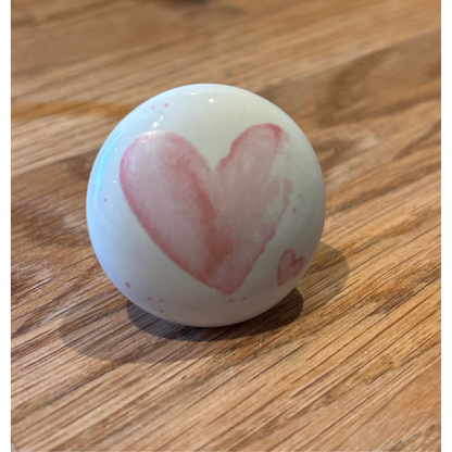 Hjerte møbelknopper i hvid keramik (4 cm)