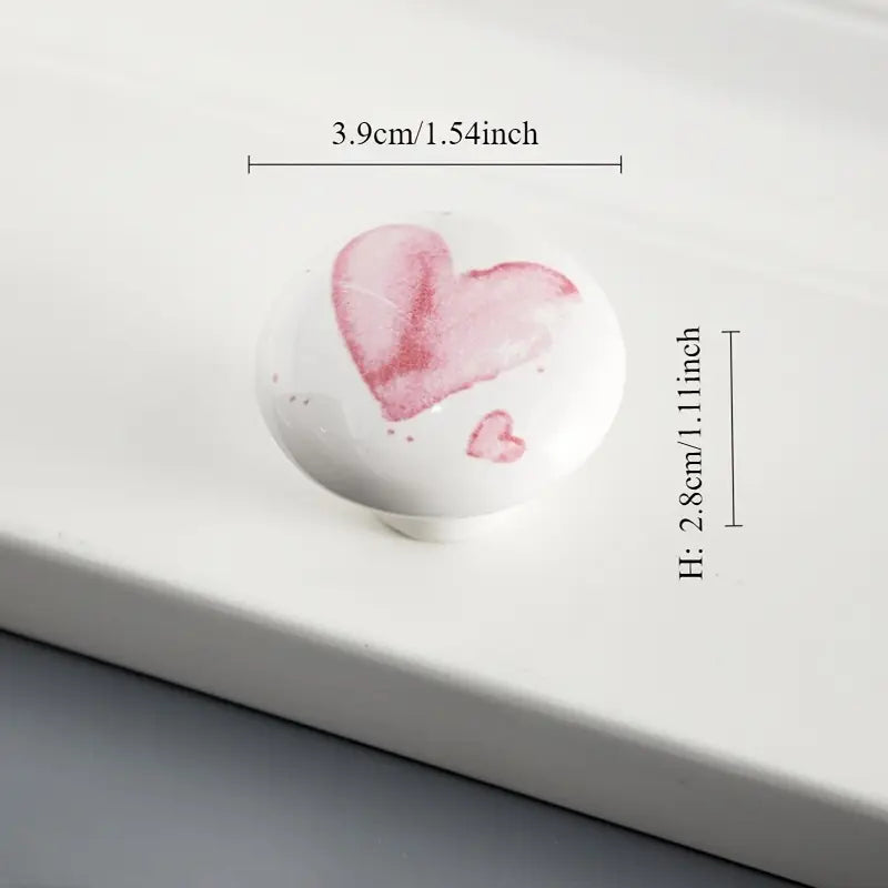 Hjerte møbelknopper i hvid keramik (4 cm)