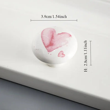 Hjerte møbelknopper i hvid keramik (4 cm)