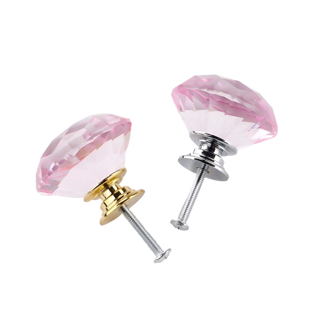 Lyserød møbelknop i glas (Ø: 40 mm)