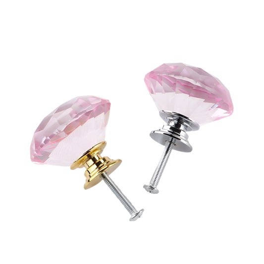 Lyserød møbelknop i glas (Ø: 40 mm)