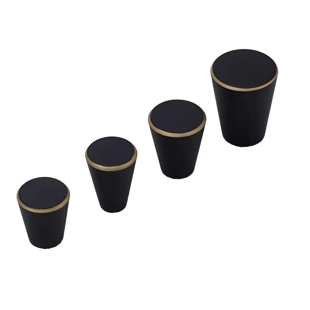 Kegleformet møbelknop i matsort metal (Ø: 20 eller 26 mm)