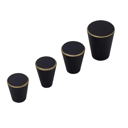 Kegleformet møbelknop i matsort metal (Ø: 20 eller 26 mm)