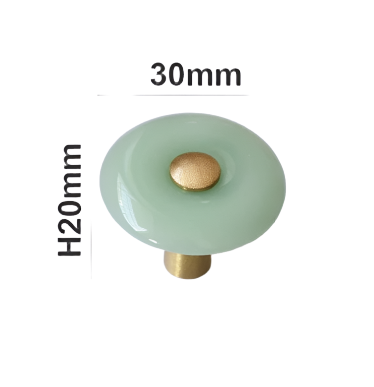 Møbelknop i krystalsten og messing (Ø: 30 mm)