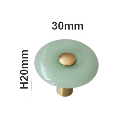 Møbelknop i krystalsten og messing (Ø: 30 mm)