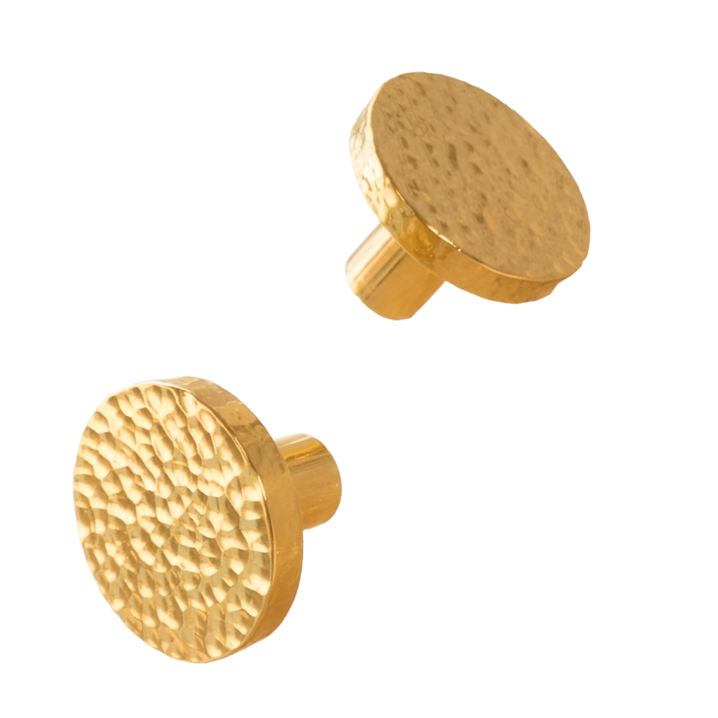 Møbelknop i banket messing (Ø: 25 mm eller 28 mm)