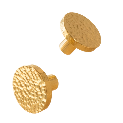 Møbelknop i banket messing (Ø: 25 mm eller 28 mm)