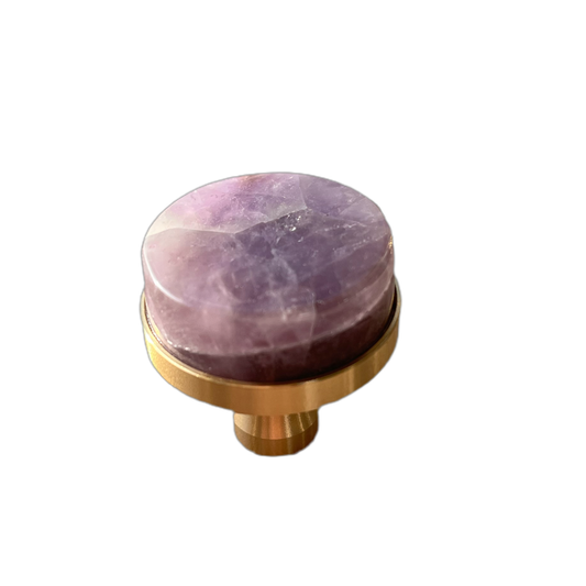 Ametyst og messing - møbelknopper (Ø: 32 mm)