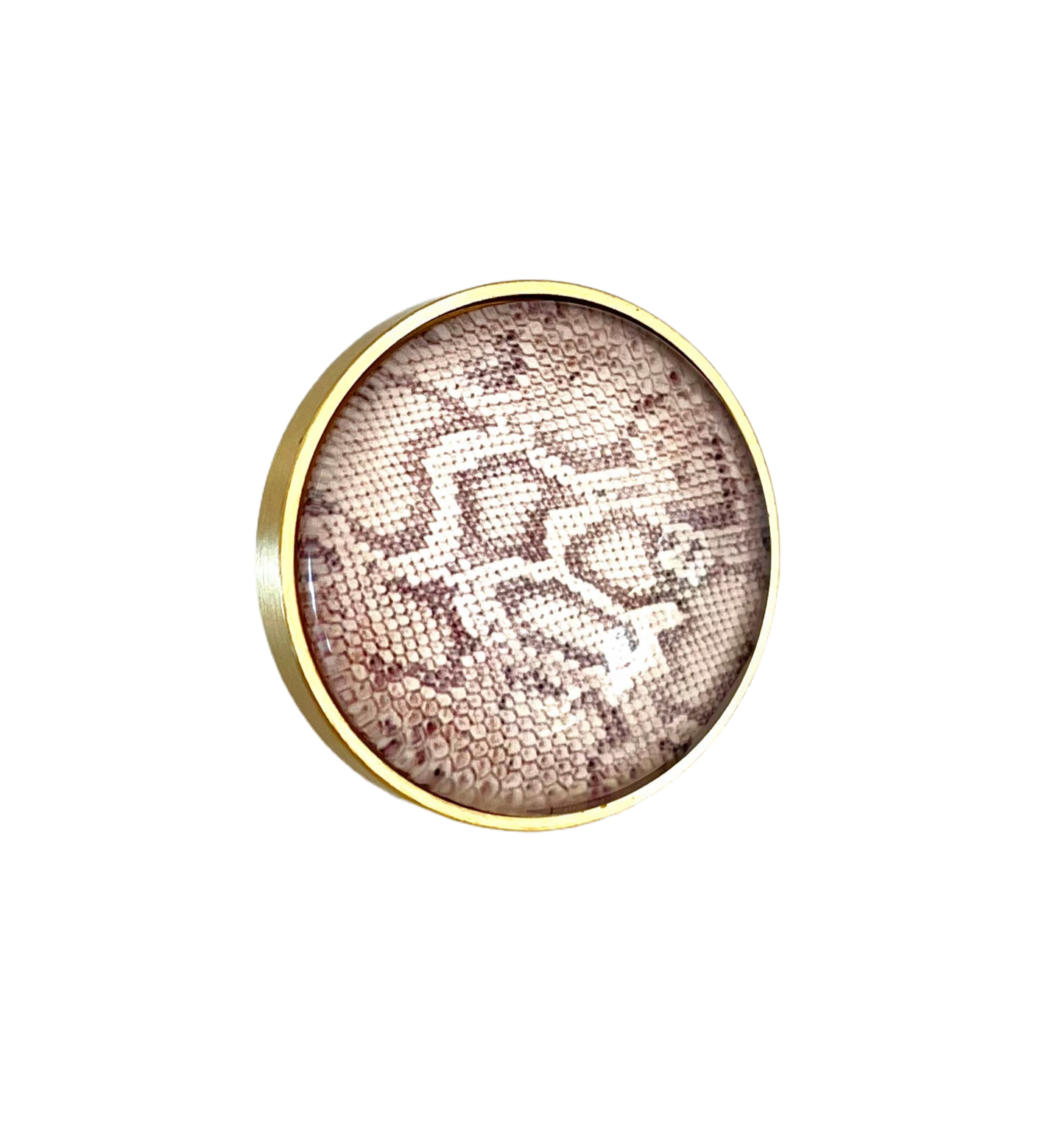 Messing møbelknop med slangeprint (Ø: 32 mm)