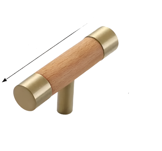 Træ t-greb med messing detaljer