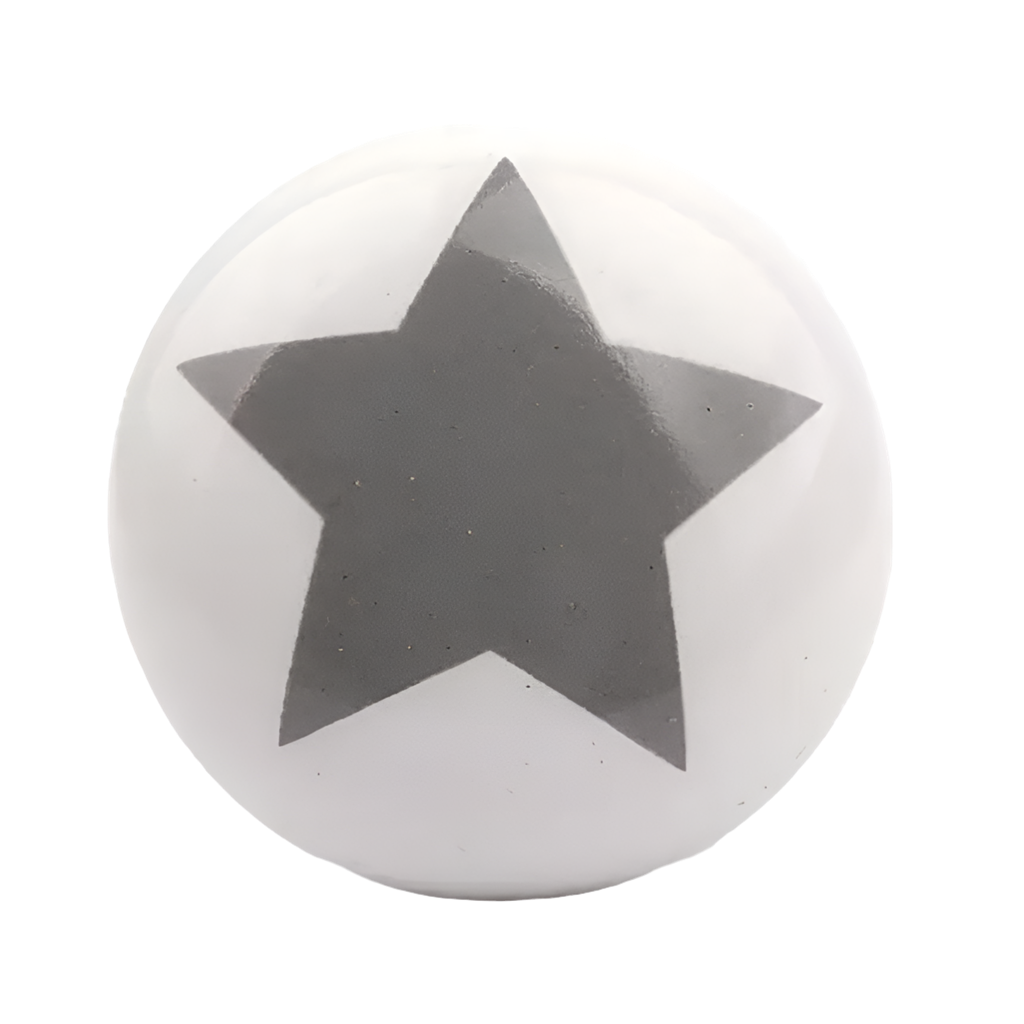 Keramik møbelknop - grå stjerne (Ø: 32 mm)