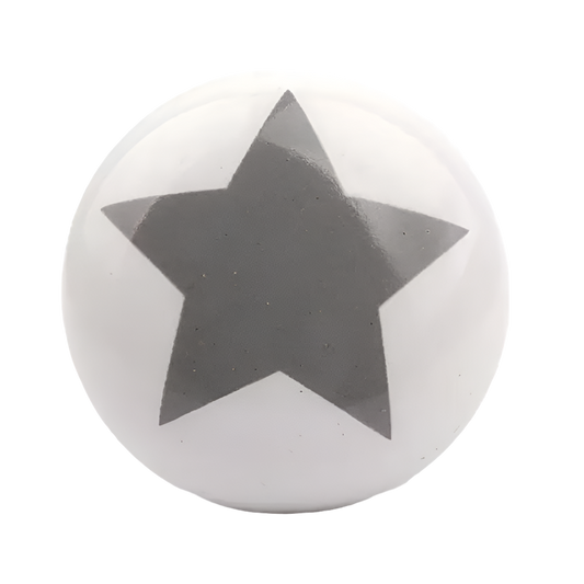 Keramik møbelknop - grå stjerne (Ø: 32 mm)
