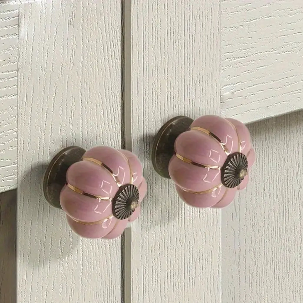 Græskar greb med metal deltaljer (Ø: 40 mm)