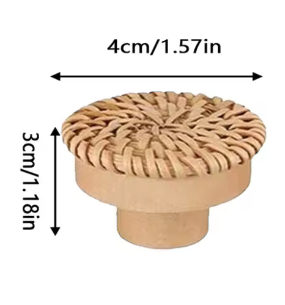Møbelknop i rattan (Ø: 4 cm)