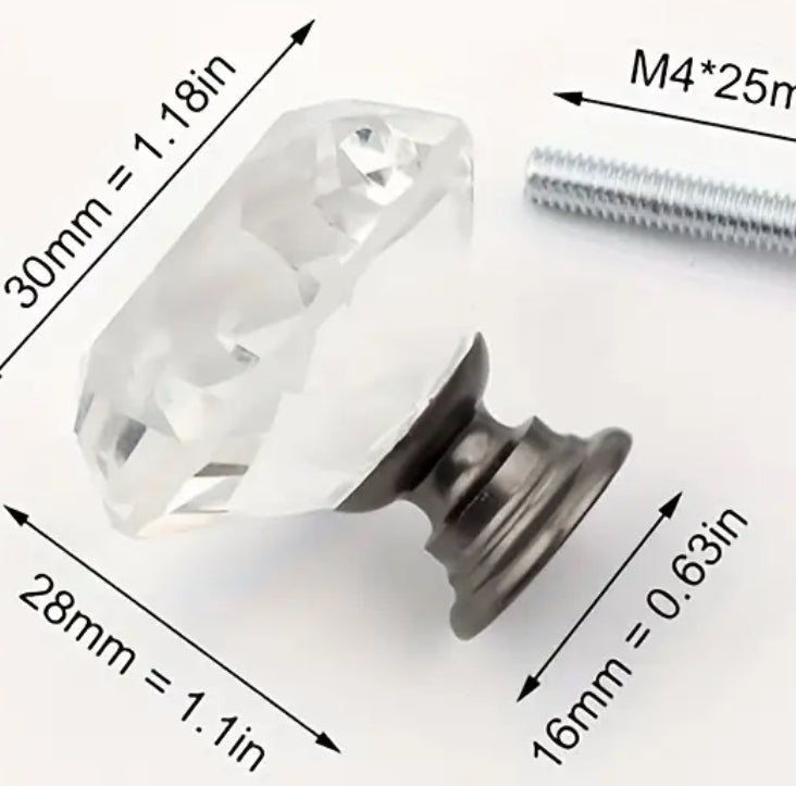Diamant greb i glas med farvet hardware (Ø: 30 mm)