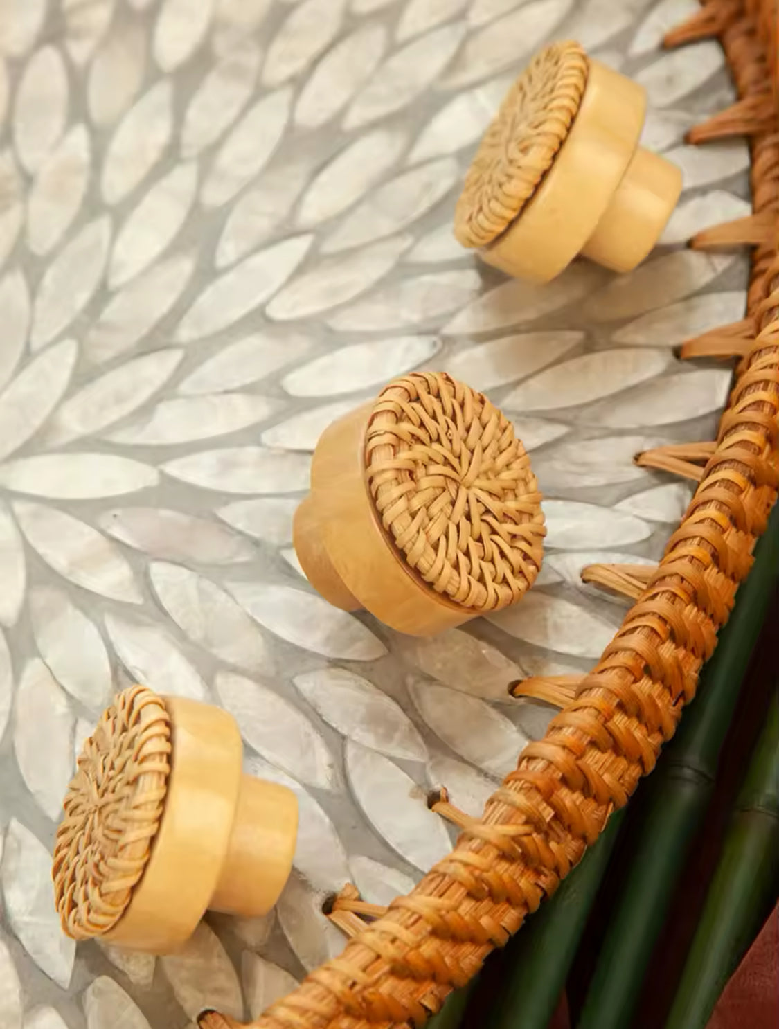 Møbelknop i rattan (Ø: 4 cm)