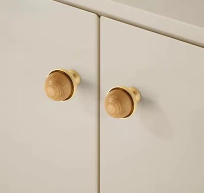 Møbelknop - Messing og eg