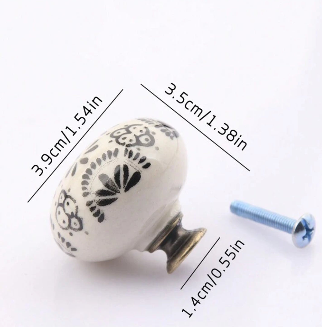 Keramik møbelknop (Ø: 39 mm)