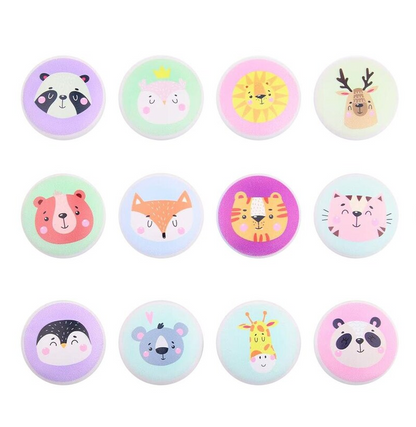 Keramik greb til børneværelset med dyrehoveder (Ø: 38 mm)