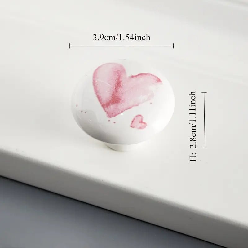 Hjerte møbelknop i keramik (4 cm) - Grebet