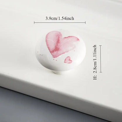 Hjerte møbelknop i keramik (4 cm) - Grebet