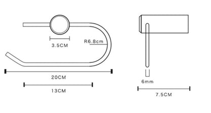 Toiletrulleholder i messing og mørkt træ (U-form)