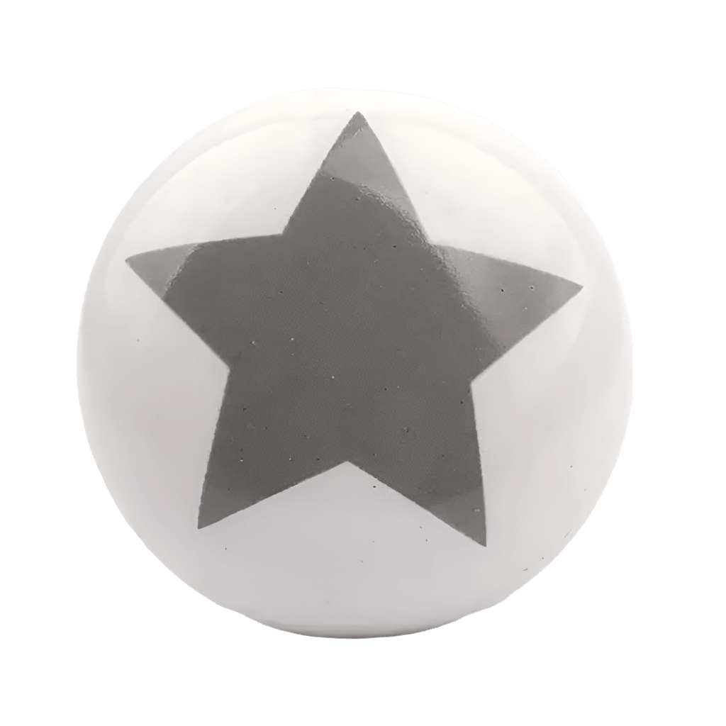 Keramik møbelknop - grå stjerne (Ø: 32 mm) - Grebet