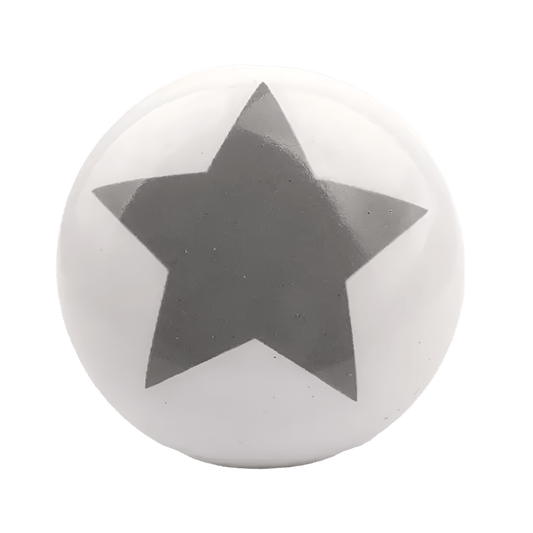 Keramik møbelknop - grå stjerne (Ø: 32 mm) - Grebet