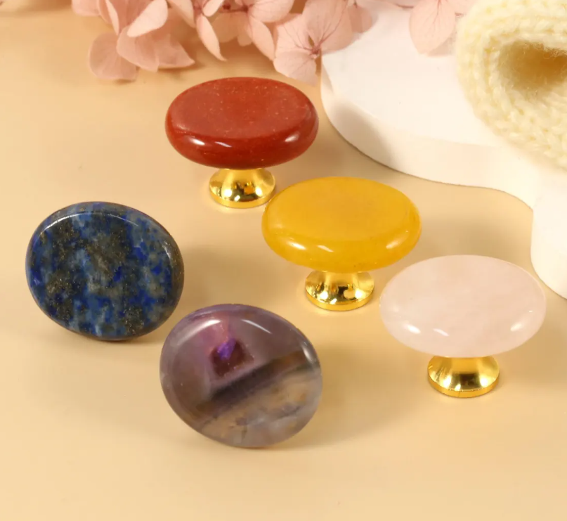 Krystal møbelknop (guldfarvet hardware, flere størrelser)