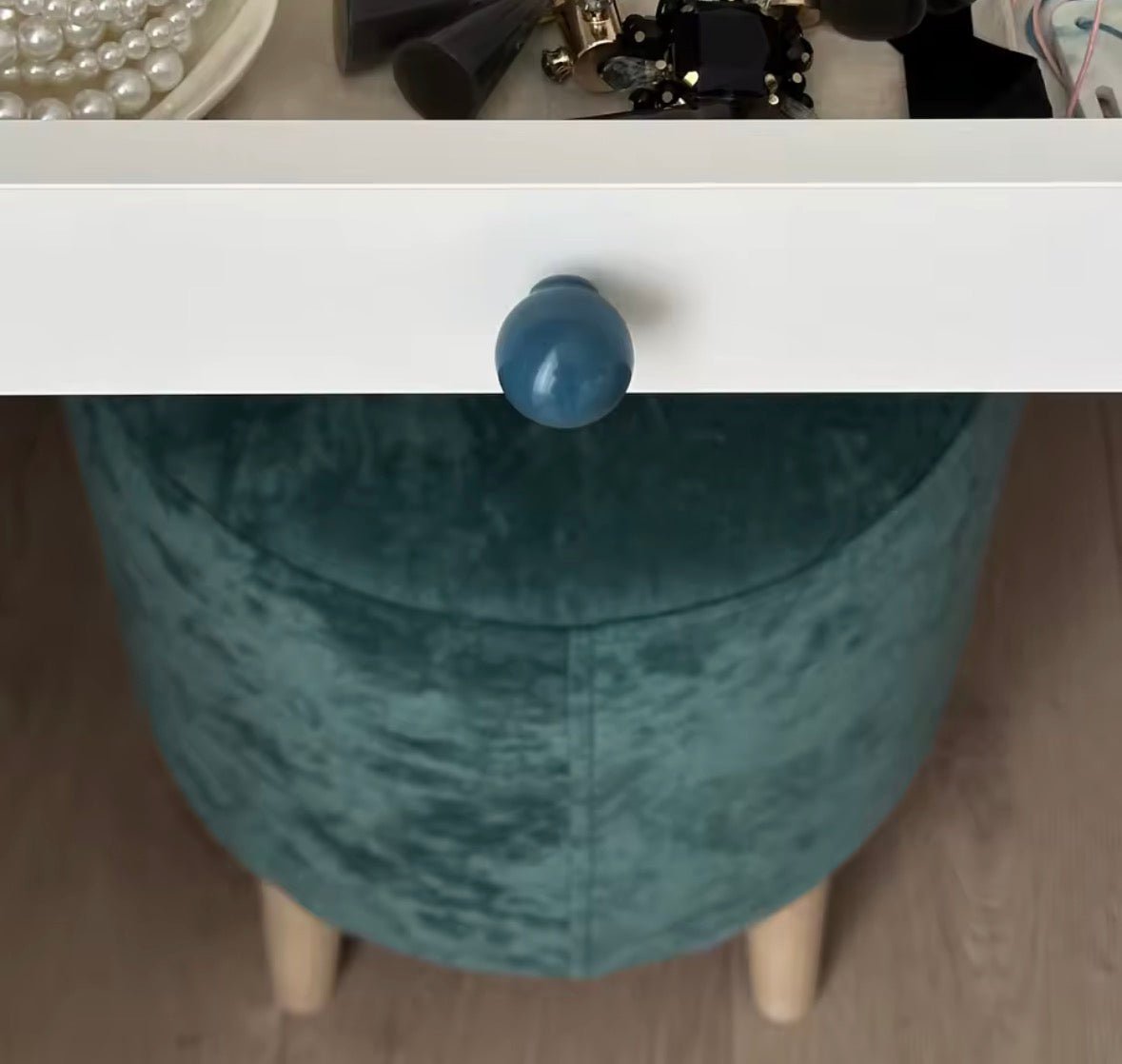 Kugle porcelæn møbelknop i blå (Ø: 32 - 33 mm) - Grebet