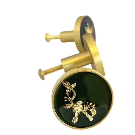 Messing møbelknopper med motiv (Ø: 32 mm) - Grebet