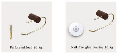 Toiletrulleholder i messing og mørkt træ (U-form)