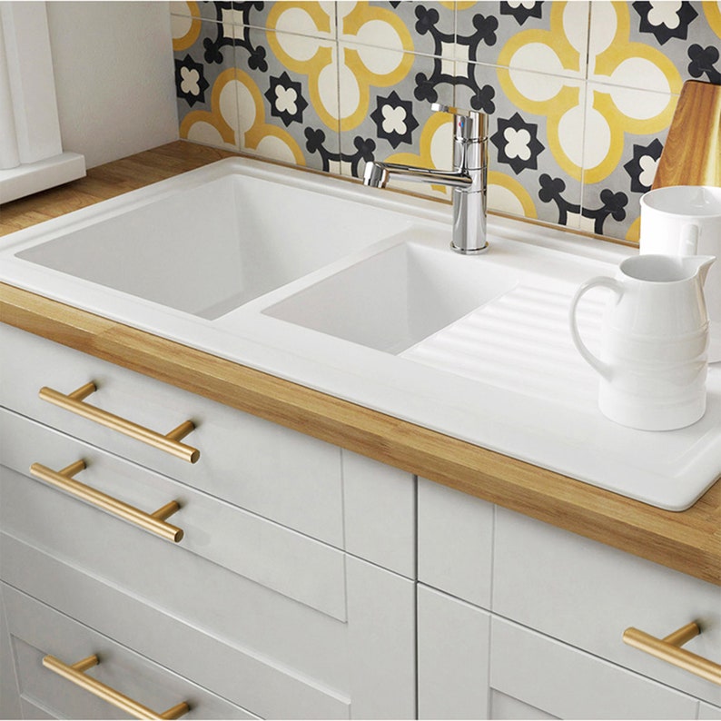 Relingsgreb - messingfarvet metal (T-greb eller CC: 64, 76, 96, 128, 160, 192, 224, 256, 288, 320, 352 og 384 mm)