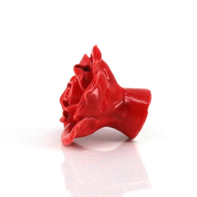Rød rose - keramik greb (Ø: 40 mm) - Grebet