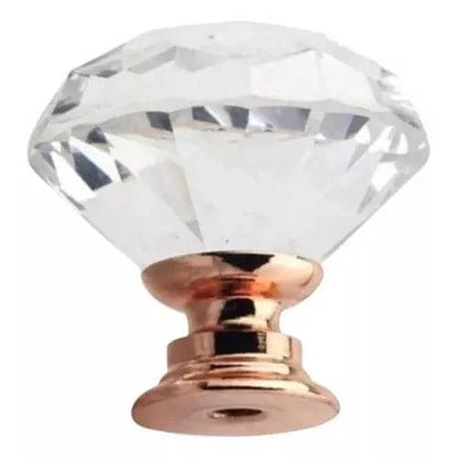 Roseguld møbelknop med klar glas diamantformet top (Ø: 40 mm) 💎 - Grebet