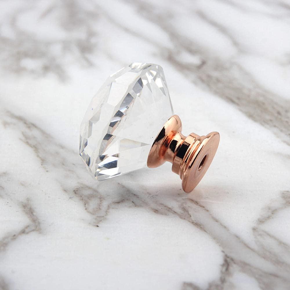 Roseguld møbelknop med klar glas diamantformet top (Ø: 40 mm) 💎