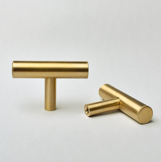 Relingsgreb - messingfarvet metal (T-greb eller CC: 64, 76, 96, 128, 160, 192, 224, 256, 288, 320, 352 og 384 mm)