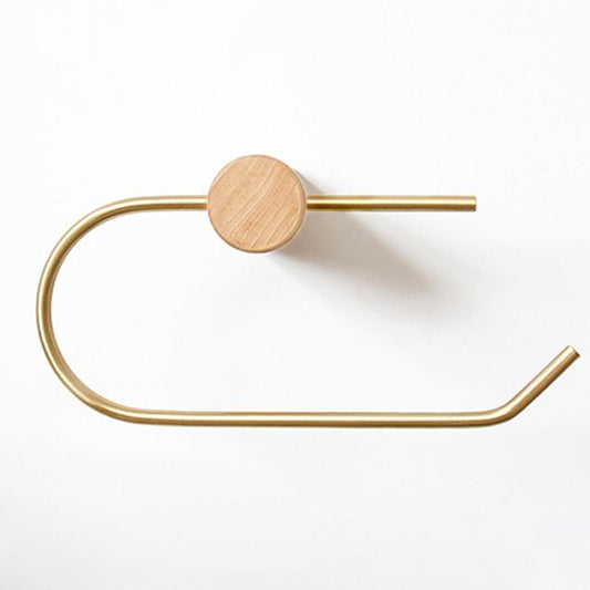 Toiletrulleholder i messing og lyst træ (U-form) - Grebet