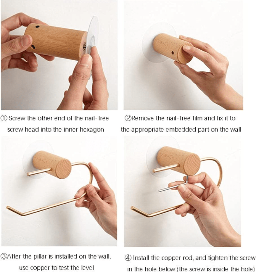 Toiletrulleholder i messing og mørkt træ (U - form) - Grebet