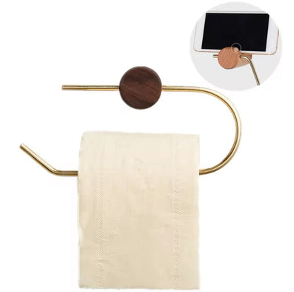 Toiletrulleholder i messing og mørkt træ (U - form) - Grebet