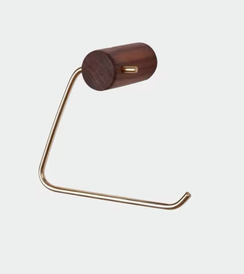 Toiletrulleholder i messing og træ (L-form) - Grebet