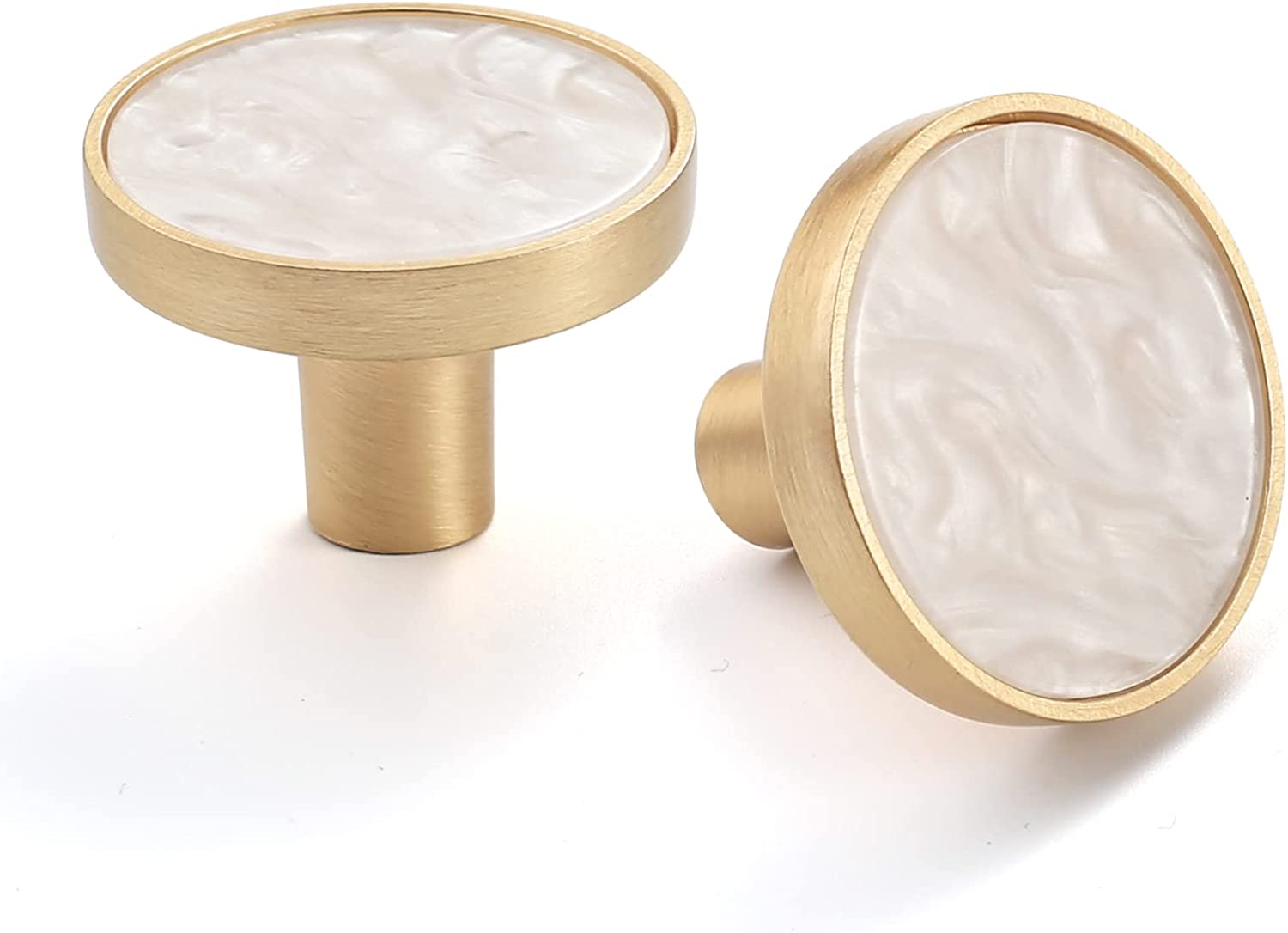 Børstet messing med hvidt marmormønster - Grebet