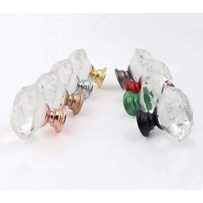 Diamant greb i glas med farvet hardware (Ø: 30 mm) - Grebet